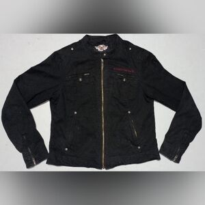 Harley-Davidson Cafe Black Racer Jacket with Embroidered Accents, Size S
